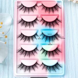 5 Pairs 3D False Eyelashes Cat Eye Wispy Faux Mink Lashes Pack